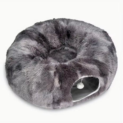 Zoomies-ZipUp Donut Cat Bed with Tunnel
