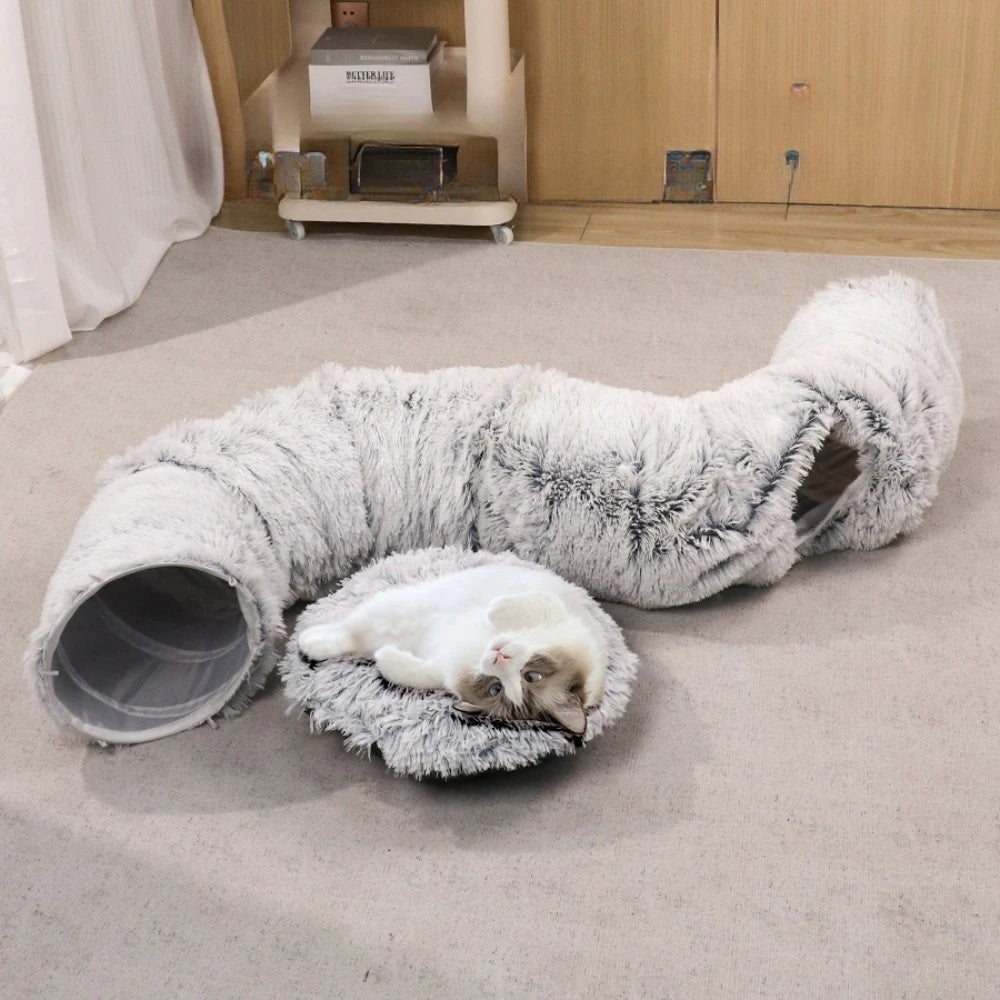 Zoomies-ZipUp Donut Cat Bed with Tunnel