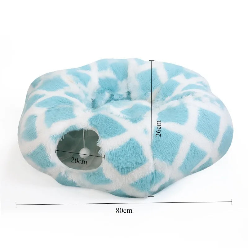 Zoomies-ZipUp Donut Cat Bed with Tunnel